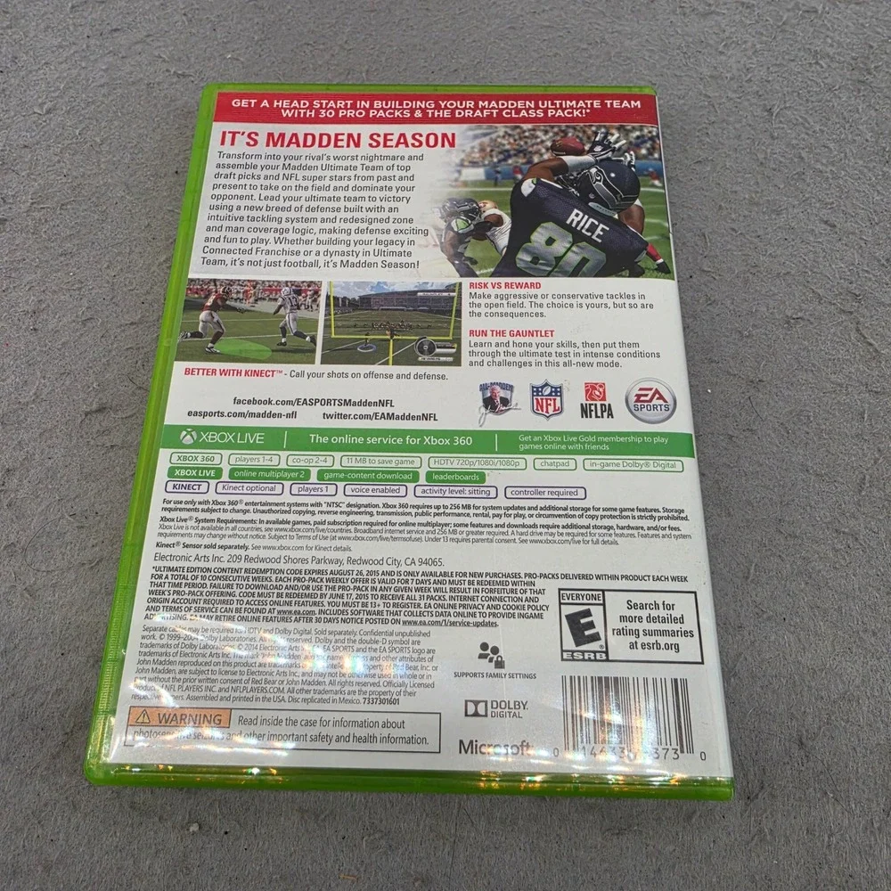 EA Sports Madden NFL‎ 15 Ultimate Edition Xbox 360 Microsoft 2014 Football Game